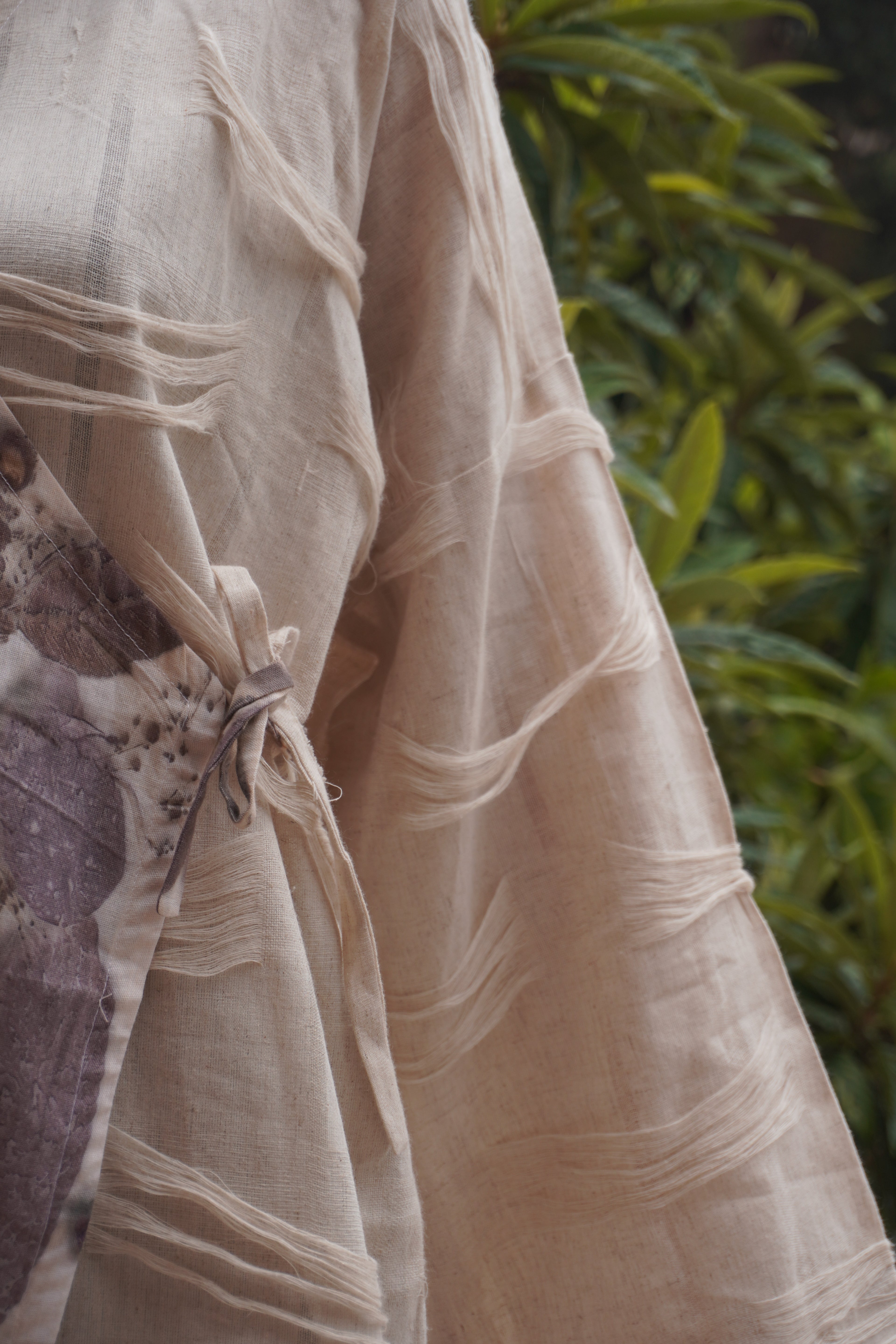 EcoPrint Koleksiyon El Yapımı Kısa Kimono Bluz