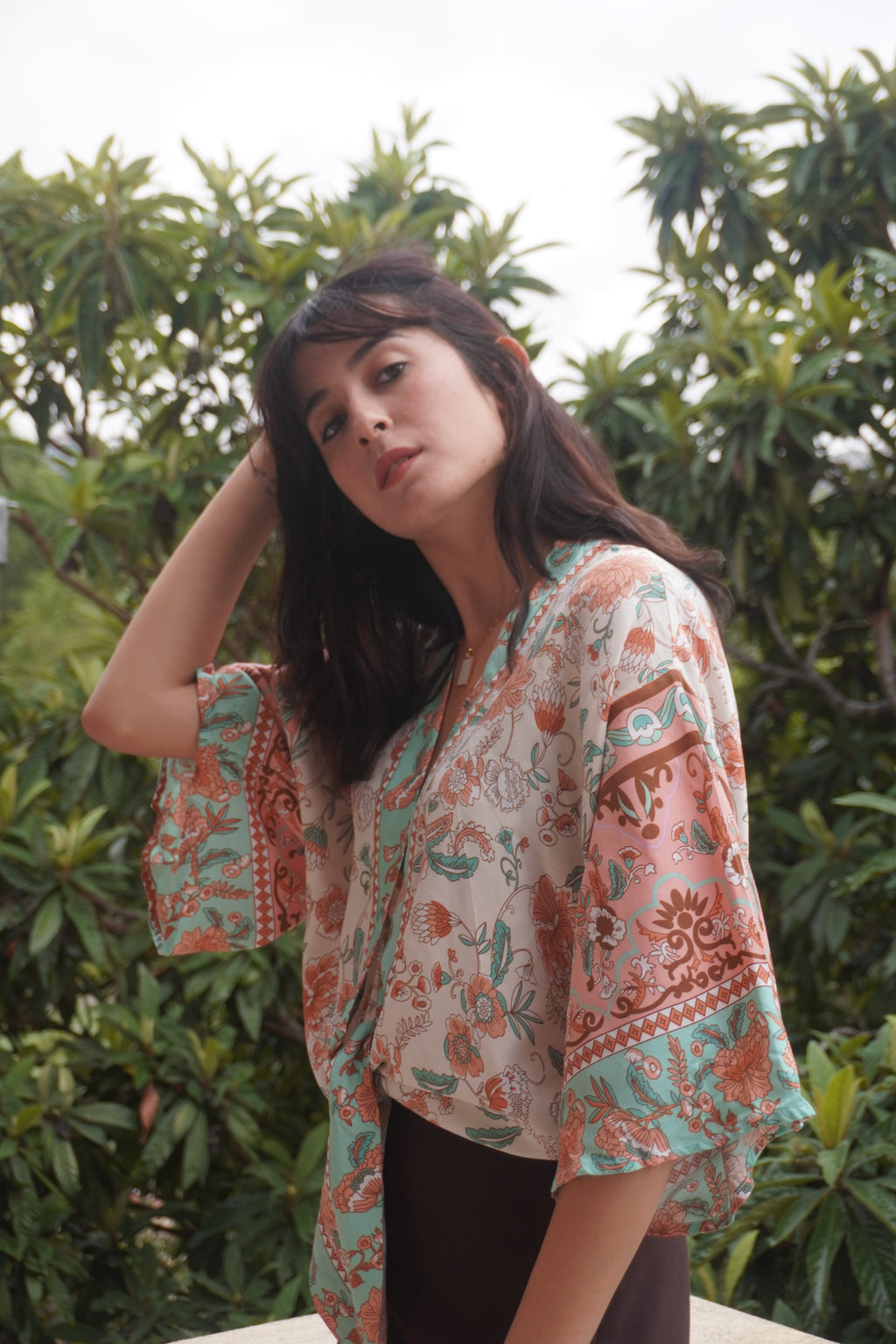 Batik Koleksiyon Vintage Çiçekli Kimono Bluz
