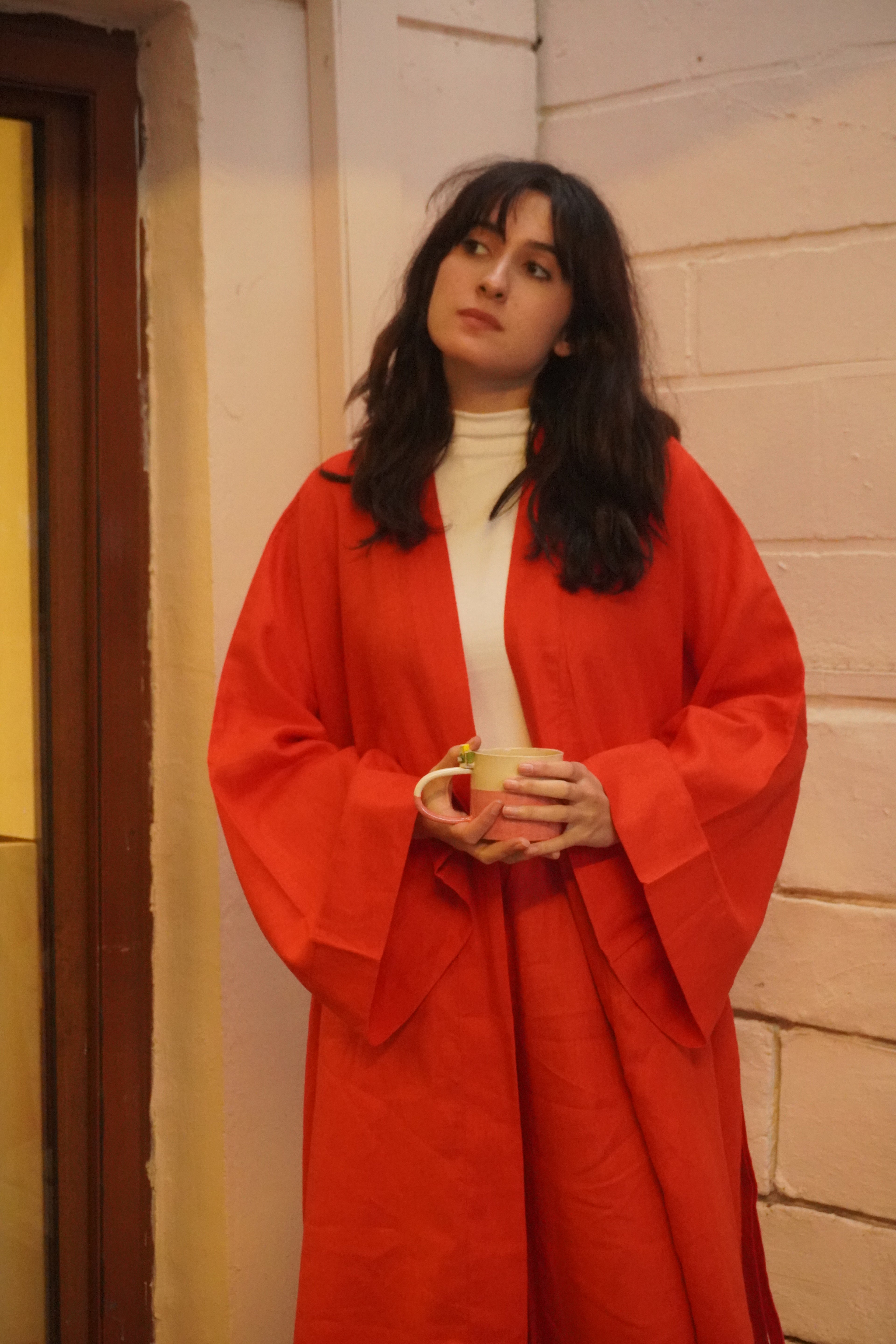 Kırmızı Alt Üst Takım – Kimono Ceket & Pantolon