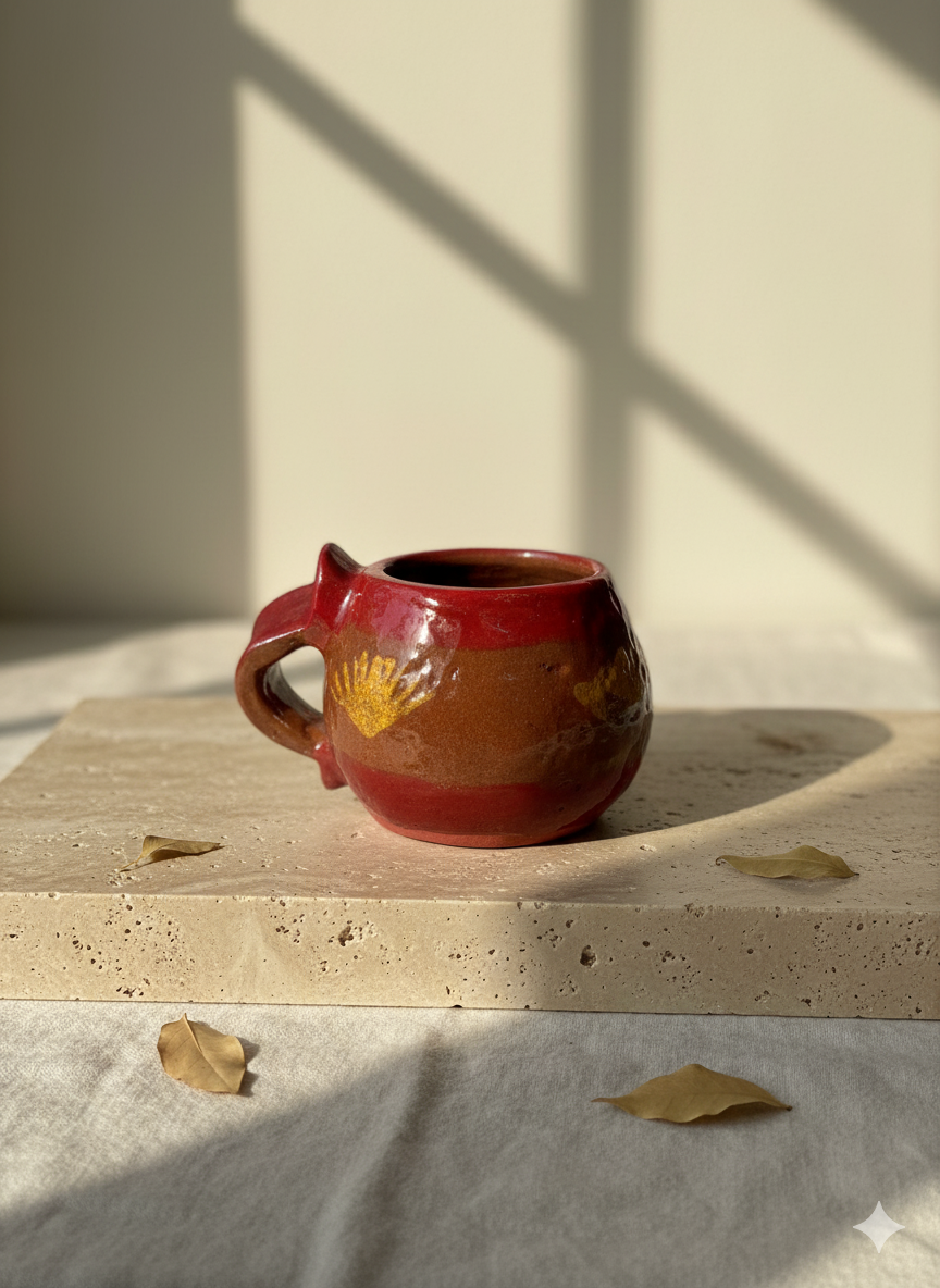 Kırmızı El Yapımı Seramik Kupa