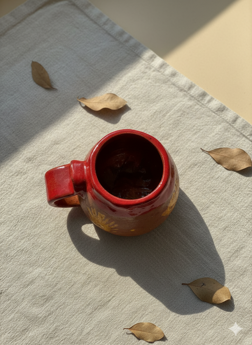 Kırmızı El Yapımı Seramik Kupa