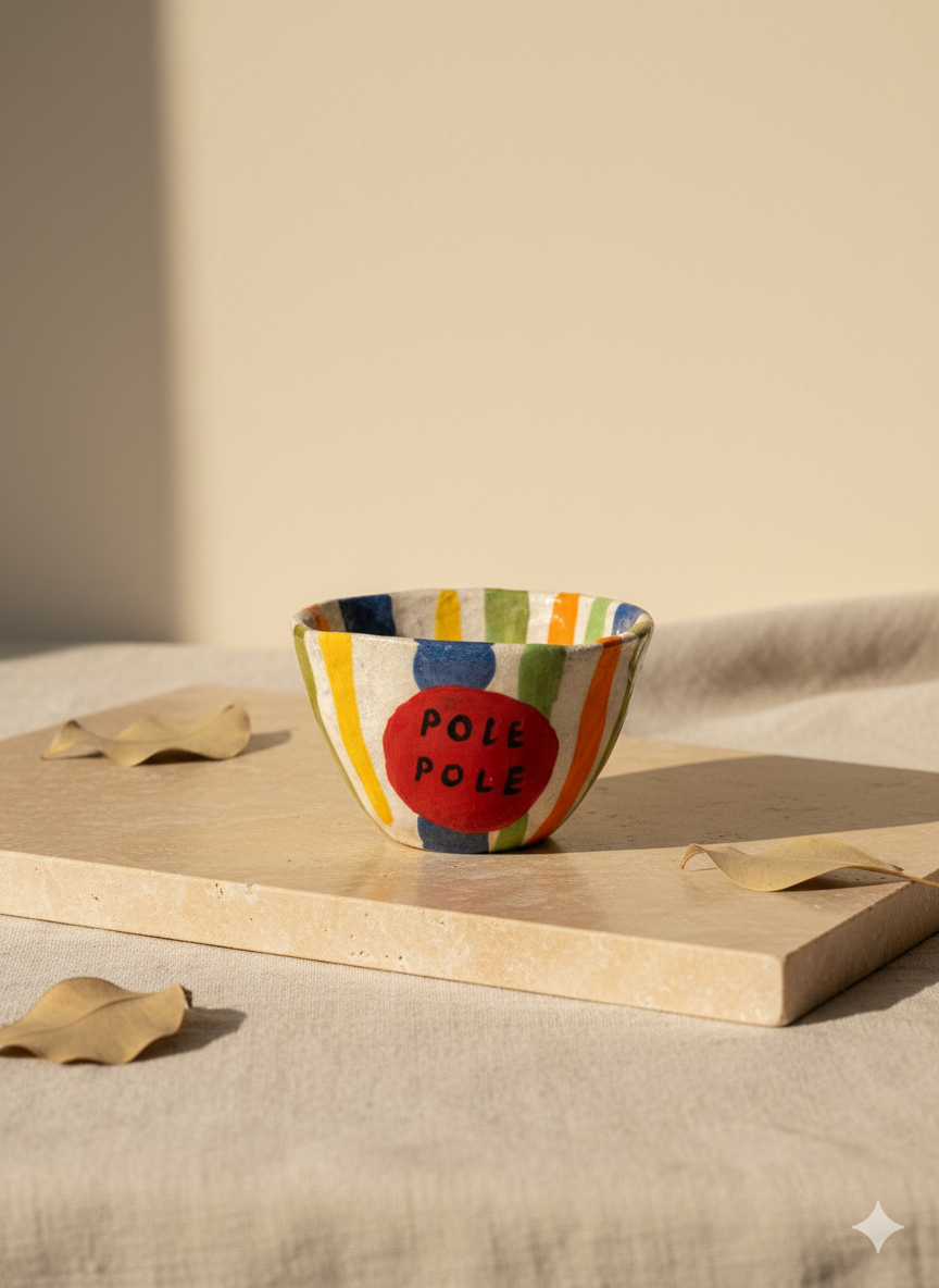 Pole Pole El Yapımı Seramik Kase – Renkli