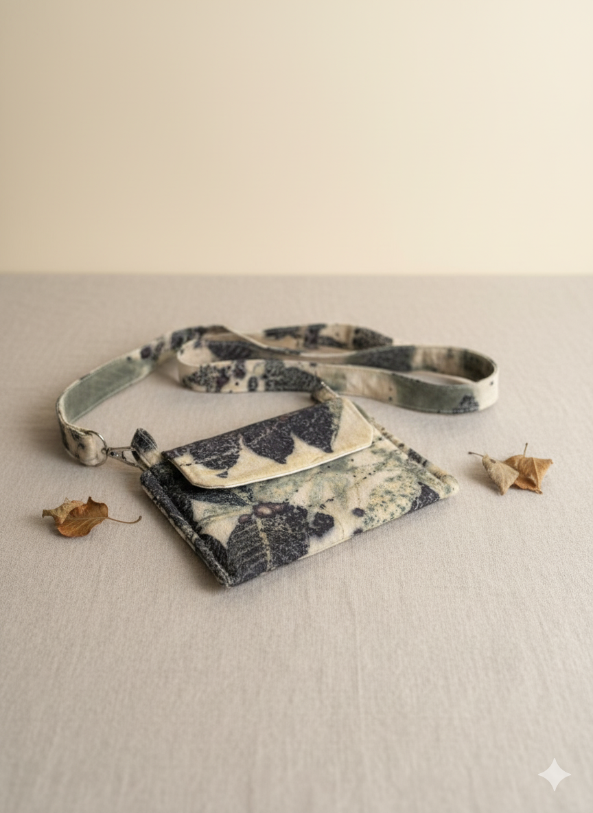 Ecoprint El Yapımı Doğal Desenli Kumaş Çanta